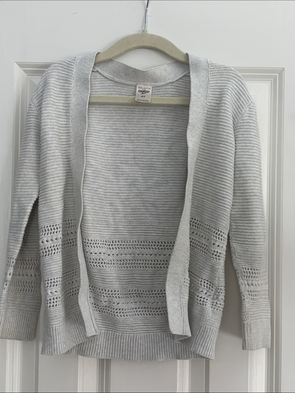 oshkosh girls Light Gray Open-Front Knit Cardigan Sweater